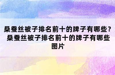 桑蚕丝被子排名前十的牌子有哪些？ 桑蚕丝被子排名前十的牌子有哪些图片